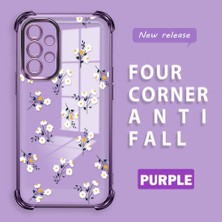 HONTINGA Samsung Galaxy A52 ile Uyumlu Şeffaf Kılıfı Düşüme Önleyici Basitlik Anti Düşme Kamera Korumali Çiçek Dalı Desen Yumuşak Silikon Telefon Kılıfı Kadın ve Erkek Için Uygundur K3-0220