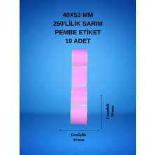 40X53 mm 250LİLİK Sarım Pembe Etiket 10 Adet