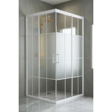 Durul Duşakabin Kare 5mm Orta Buzlu Beyaz Çizgi Yükseklik 190CM