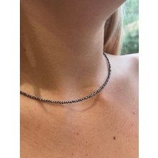 Atelier Çağla Ince Antrasit Kristal Kolye