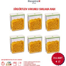 Respirox Home 6 Adet 4 Litre Vakumlu Dikdörtgen Saklama Kabı