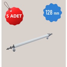Eymen Boru İğne Ayak 5 ADET 128 mm Alüminyum-Zamak Metal Krom Beyaz Dolap Çekmece Kulpları