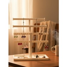 Pammuks Modern Takı ve Aksesuar Standı - 4 Katlı Küpe, Kolye, Bileklik Düzenleyici Organizer - 25X18 cm