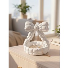 Pammuks Dekoratif Puf Fiyonklu Takı ve Mücevher Kutusu - Estetik Yüzük Kolye Düzenleyici Organizer -13X10 cm