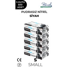 Nitril Siyah Pudrasız Muayene Eldiveni S - 5 Paket 100 Lü