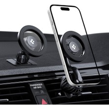 Spigen MagSafe Araç içi Telefon Tutucu 2in1 Air Vent & Dashboard (Ön Konsol ve Havalandırma Izgara ile Uyumlu) Uzun Versiyon iPhone & MagFit ile Uyumlu MTF13-1 Black - ACP08319