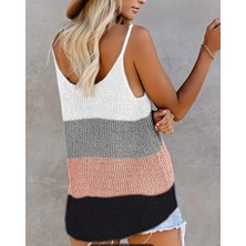 Emh Store Kadın Askılı Yuvarlak Yaka Salaş Triko Bluz