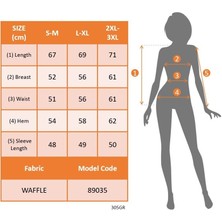 Emh Store Kadın Uzun Kollu Yakalı Düğmeli Salaş Waffle Bluz