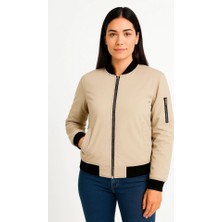 Emh Store Içi Astarlı Fermuarlı Bomber Mont Ceket - Bej