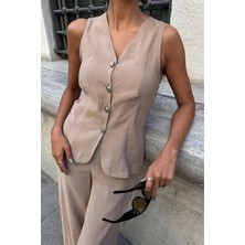 Emh Store Arkası Bağcıklı Yelek Plazza Pantolon Modal Takım 10202-08