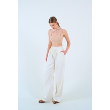 Emh Store Beli Lastikli Palazo Pantolon - Taş
