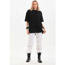 Emh Store Unisex Bisiklet Yaka 20/1 Düz Oversize T-Shirt - Siyah