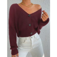 Emh Store Kadın Uzun Kollu Üç Düğmeli Triko Hırka