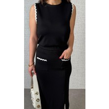 Emh Store Kadın Modal Kumaş Cepli Yırtmaç Detay Etekli Ikili Takım