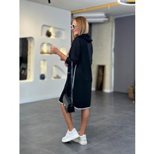 Emh Store Kadın Uzun Kollu Kapüşon ve Ribana Detay Diz Üstü Elbise