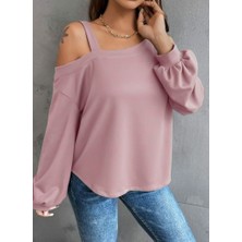 Emh Store Kadın Uzun Kollu Tek Omuz Askı Detay Salaş Dalgıç Bluz