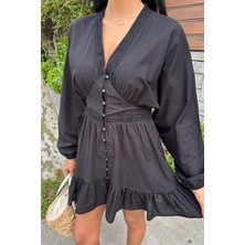 Emh Store Brode Şeritli Eteği Fırfırlı Elbise 2897