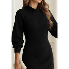 Emh Store Kadın Uzun Kollu Balıkçı Yaka Şardonlu Kaşkorse Elbise