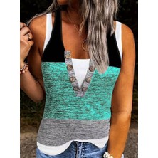 Emh Store Kadın V Yakalı Önden Düğmeli Viskon Bluz