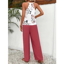 Emh Store Kadın Ip Askılı V Yakalı Süprem Bluz ve Aerobin Pantolon Ikili Takım