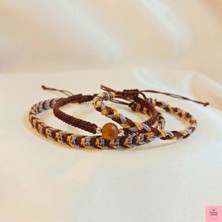 Crystal Atelier Sertifikalı Gerçek Doğal Akik Taşı Makrome Bileklik Seti – El Yapımı Ayarlanabilir Hediyelik Kadın Erkek Doğal Taş Bileklik Seti