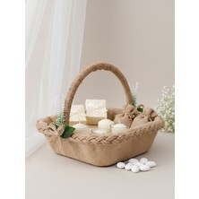 Bonvos Nişan, Nikah, Kına ve Söz Sepeti – Beyaz Lavanta Süslemeli Saplı Kare Sepet