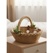 Bonvos Nişan, Nikah, Kına ve Söz Sepeti – Beyaz Lavanta Süslemeli Saplı Oval Sepet