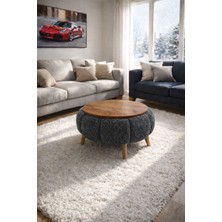 Felix Wellsoft Kumaş Kaplamalı Yuvarlak Orta Sehpa Atlantik Çam Tabla (60 cm Çap)