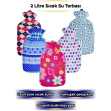 Saravita Peluş Polar Kılıflı Sıcak Su Torbası 2 Litre- Regl, Bel ve Kas Ağrıları Için Uzun Süre Sıcak Tutan