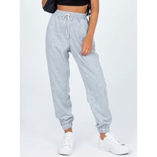 Modeva Global Gri 3 Ip Içi Pamuklu Kışlık Kalın Kumaş Geniş Kalıp Paça Lastikli Eşofman Altı-Jogger Paça