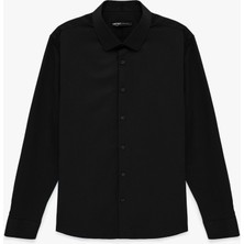 Koton Regular Fit Düğmeli Uzun Kollu Yarım Italyan Yaka Klasik Gömlek