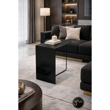 3art Metal Dekorasyon Modern Yan Sehpa - Minimal Siyah C Tipi Koltuk Sehpası - Salon & Ofis Için Şık Sehpa