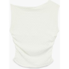 Koton Asimetrik Yaka Kolsuz Slim Fit Drapeli Bluz