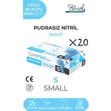 Bimel Nitril Mavi Pudrasız Muayene Eldiveni S - 1 Koli-20 Paket-2000'li