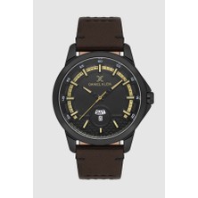 Daniel Klein DK.1.13737-5 Gün ve Takvim Göstergeli 5 Atm Suya Dayanıklı Deri Kordonlu Kahverengi Erkek Kol Saati