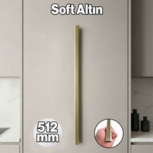 Badem10 Toros Çizgili Soft Altın Çekmece Kulp 512 mm Metal Gardırop Mutfak Banyo Dolap Kulbu