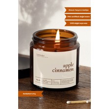 PremiumPort Doğal Soya Mum 100CC Amber Kavanoz, Elma ve Tarçın Kokusu, Aromaterapi