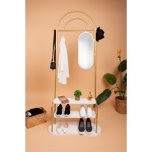 Fec Reklam Aynalı Askılık Portmanto Ayakkabılık Kapı Girişi Vestiyer Ayakkabılık 3 Raflı Ayakkabılık