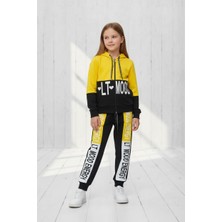 Black Steel Fermuarlı Kapşonlu Baskılı Çocuk Boy Eşofman Takımı