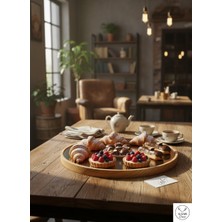 Aibar Ahşap Kenarlı Içi Çelik Lüks Sunum Tabağı