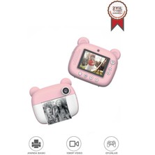 Angelphoto  Dijital Fotoğraf Makinesi Çocuk Termal Resim Kağıt Baskılı Yazıcı Kamera Makinesi CMR14 Pembe