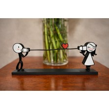 Yapı3D ❤️ Telefonla Konuşan Aşıklar Dekoratif Biblo | Kalpli Romantik Masa Süsü | Ev & Ofis Dekoru