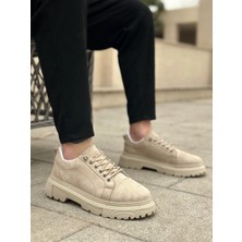 Ebrus Trend ET0245 Krem Süet Akıllı Lastik Bağcık Yüksek Taban Günlük Erkek Ayakkabı