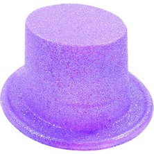 Ett Floresan Mor Renk Simli Uzun Fötr Melon Şapka 12 cm Dinç Store - 004982