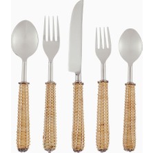 Les-Ottomans Rattan Saplı, Italyan Tasarımı Çatal Bıçak Takımı
