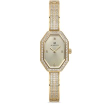 Momentus SS406G-08SG Tasarım Kadran Taşlı Tasarım 3 Atm Suya Dayanıklı Altın Renk Kadın Kol Saati