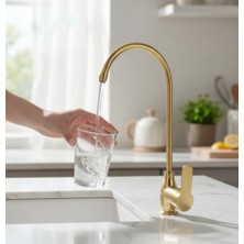 İsaoğlu Yapı Arıtma Musluğu Mat Gold Arıtıcı Batarya Fırçalanmış Altın Tekli Arıtma Armatürü Pirinç Materyal