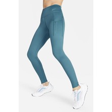 Nike Trainng Go Dri Fit Infinalock Full Length 6 Cepli Toparlayıcı Reflektörlü Antrenman Taytı Mavi