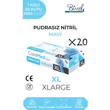 Bimel Nitril Mavi Pudrasız Muayene Eldiveni XL - 1 Koli 20 Paket 100 lü