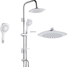 MegaVitrin Tema Rain Pratik Bianco 5+1 Fonksiyonlu Sürgülü Duş Seti - Krom Kaplama Paslanmaz Boru